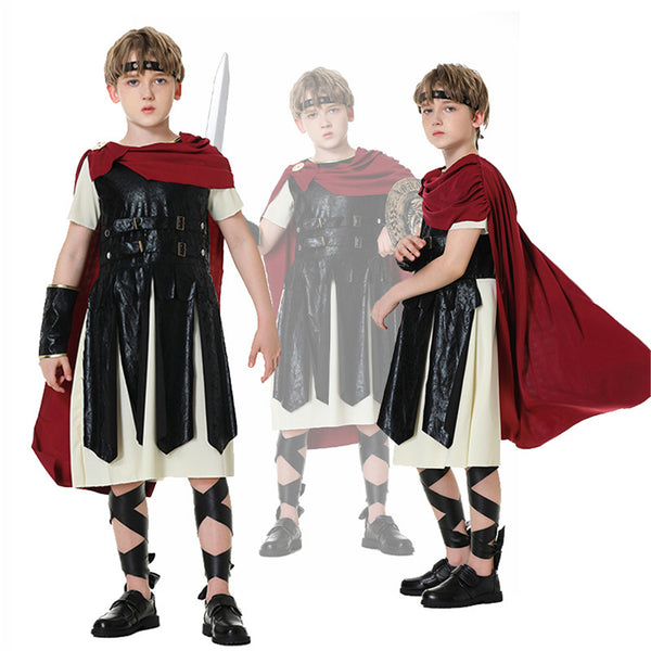 Boy Spartan Warrior Ancient Roman Gladiator Soldier Cosplay Costume