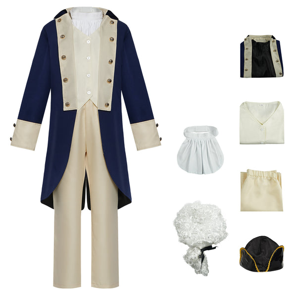 Boys Hamilton Cosplay American Colonial Uniform with Wig