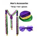 Carnival Golden Purple Green Half Face Mask Headband Feather Accessories - AwwwCos