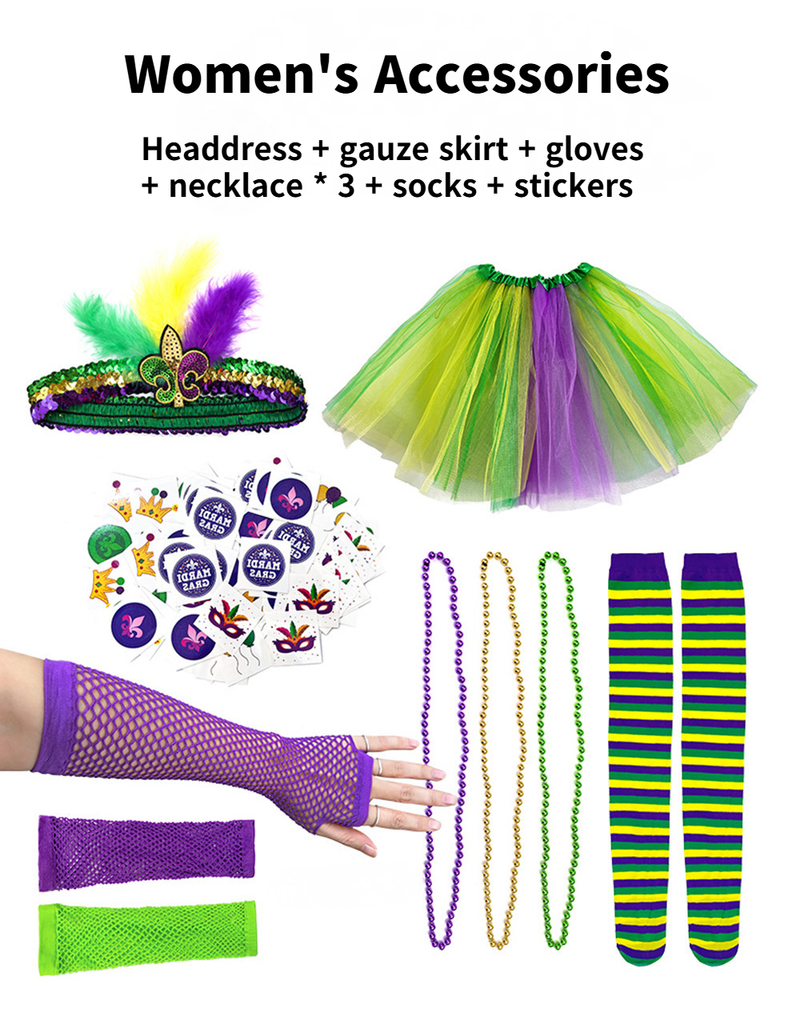 Carnival Golden Purple Green Half Face Mask Headband Feather Accessories