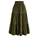Chiffon Boho Elastic Waist A Line Ruffle Beach Drawstring Pleated Skirt - AwwwCos