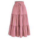 Chiffon Boho Elastic Waist A Line Ruffle Beach Drawstring Pleated Skirt - AwwwCos