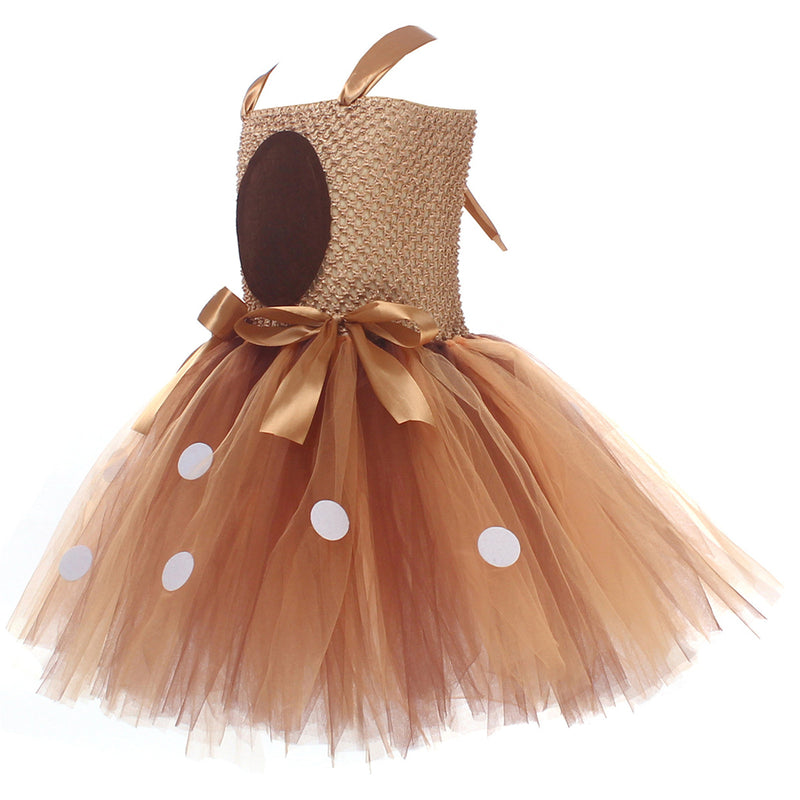 Child Girls Christmas Deer Cosplay Costume Tutu Dress Antler Hair Hoop - AwwwCos