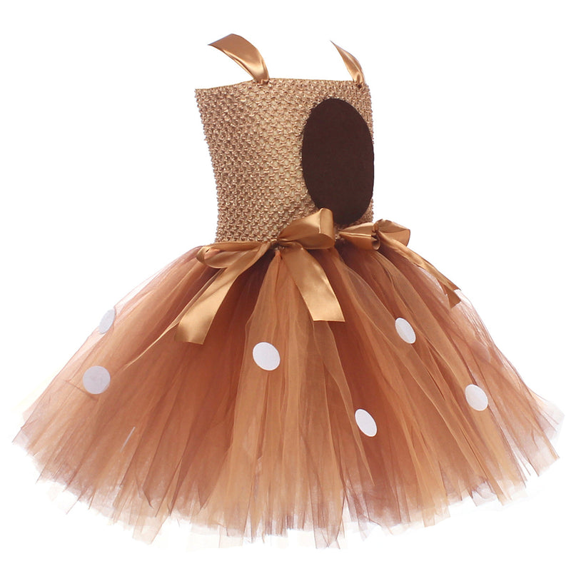 Child Girls Christmas Deer Cosplay Costume Tutu Dress Antler Hair Hoop - AwwwCos