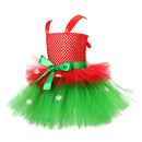 Child Girls Christmas Elf Cosplay Costume Crocheted Tutu Dress Hat Stockings - AwwwCos