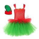 Child Girls Christmas Elf Cosplay Costume Crocheted Tutu Dress Hat Stockings - AwwwCos