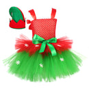 Child Girls Christmas Elf Cosplay Costume Crocheted Tutu Dress Hat Stockings - AwwwCos