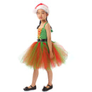 Child Girls Christmas Elf Cosplay Costume Performance Tutu Dress Hat Stockings - AwwwCos