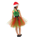 Child Girls Christmas Elf Cosplay Costume Performance Tutu Dress Hat Stockings - AwwwCos