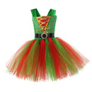Child Girls Christmas Elf Cosplay Costume Performance Tutu Dress Hat Stockings - AwwwCos