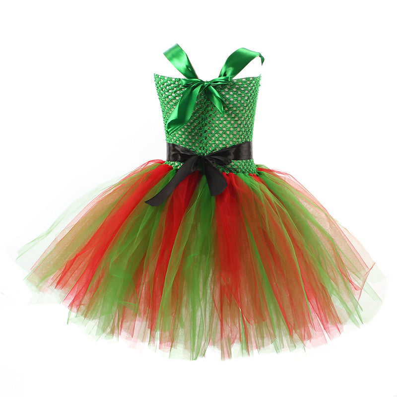 Child Girls Christmas Elf Cosplay Costume Performance Tutu Dress Hat Stockings - AwwwCos