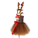 Child Girls Christmas Red Nosed Reindeer Cosplay Costume Tutu Dress Hairband - AwwwCos