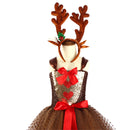Child Girls Christmas Red Nosed Reindeer Cosplay Costume Tutu Dress Hairband - AwwwCos