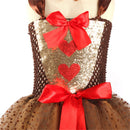 Child Girls Christmas Red Nosed Reindeer Cosplay Costume Tutu Dress Hairband - AwwwCos