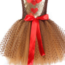 Child Girls Christmas Red Nosed Reindeer Cosplay Costume Tutu Dress Hairband - AwwwCos