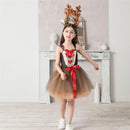 Child Girls Christmas Red Nosed Reindeer Cosplay Costume Tutu Dress Hairband - AwwwCos