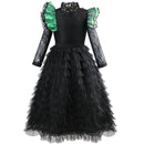 Child Girls Film Wicked Black Witch Cosplay Costume Black Lace Dress - AwwwCos