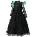 Child Girls Film Wicked Black Witch Cosplay Costume Black Lace Dress - AwwwCos