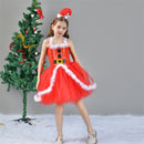 Child Girls Santa Claus Elf Cosplay Costume Tutu Dress Hooded Cloak - AwwwCos