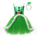 Child Girls Santa Claus Elf Cosplay Costume Tutu Dress Hooded Cloak - AwwwCos