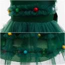 Child Girls Xmas Cosplay Costume Christmas Bow Knot Tutu Green Ruffles Dress - AwwwCos