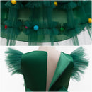 Child Girls Xmas Cosplay Costume Christmas Bow Knot Tutu Green Ruffles Dress - AwwwCos