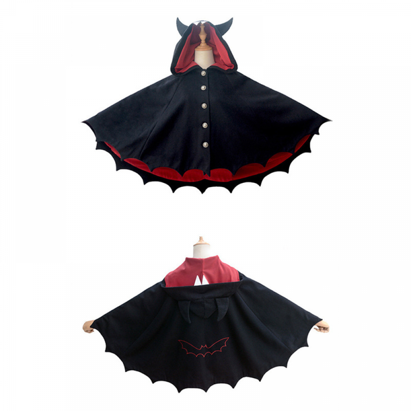 Child Lolita Black Devil Ears Bat Hoodie Cloak Cosplay Costume