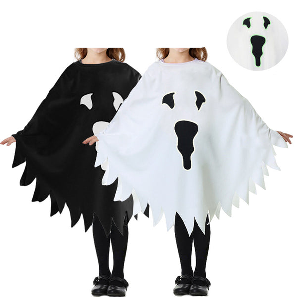 Child Toddler Ghost Cosplay Costume White Black Cloak Party Outfits - AwwwCos