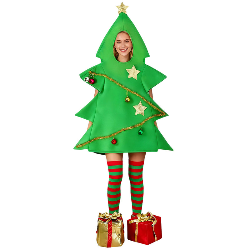 Children Adult Christmas Tree Cosplay Costume Green Apron Inner Jumpsuits - AwwwCos