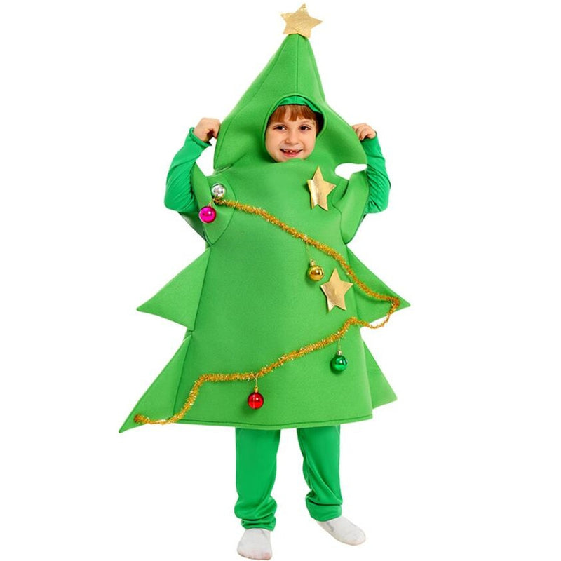 Children Adult Christmas Tree Cosplay Costume Green Apron Inner Jumpsuits - AwwwCos