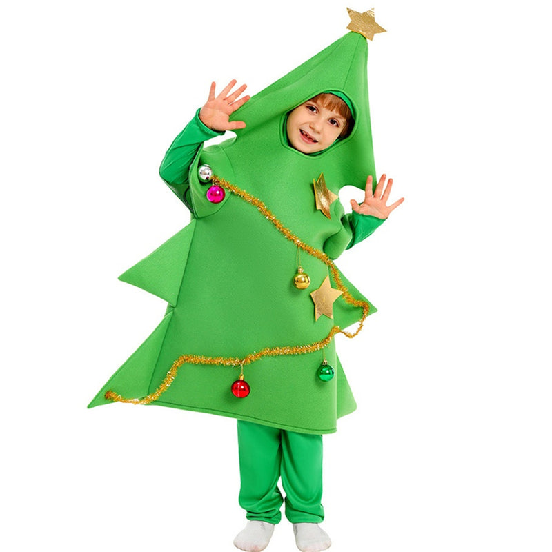 Children Adult Christmas Tree Cosplay Costume Green Apron Inner Jumpsuits - AwwwCos