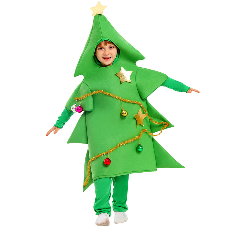 Children Adult Christmas Tree Cosplay Costume Green Apron Inner Jumpsuits - AwwwCos