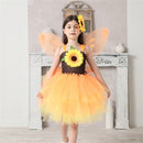 Children Girls Sunflower Cosplay Costume Gauze Dress with Headband Wing - AwwwCos