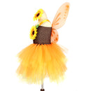 Children Girls Sunflower Cosplay Costume Gauze Dress with Headband Wing - AwwwCos