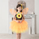 Children Girls Sunflower Cosplay Costume Gauze Dress with Headband Wing - AwwwCos