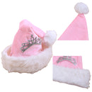 Christmas Decoration Girl Crown Pink Red Short Plush Hat Supplies - AwwwCos