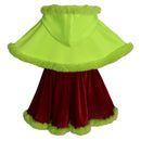 Christmas Elf Cosplay Costume Green Hooded Mini Cloak Brown Velvet Dress - AwwwCos