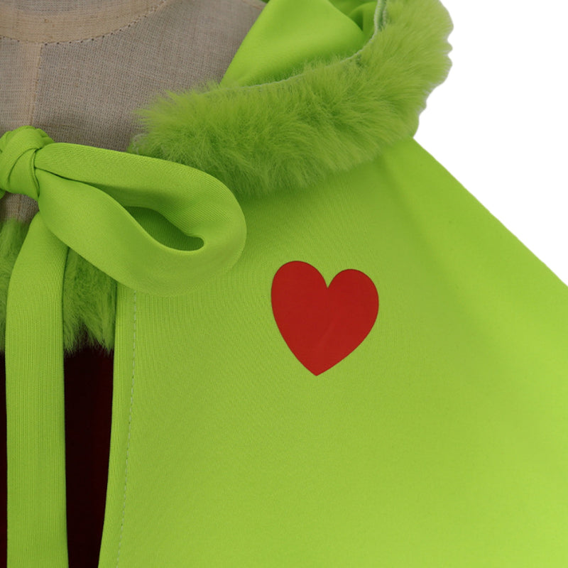 Christmas Elf Cosplay Costume Green Hooded Mini Cloak Brown Velvet Dress - AwwwCos