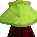 Christmas Elf Cosplay Costume Green Hooded Mini Cloak Brown Velvet Dress - AwwwCos