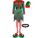 Christmas Elf Santa Cosplay Xmas Festival Outfit Dress Belt Hat Sock - AwwwCos