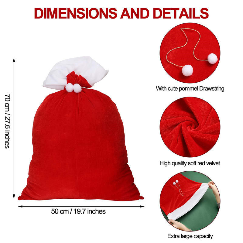 Christmas Large Sack Santa Claus Cosplay Prop Xmas Candy Wrapping Bag for Present