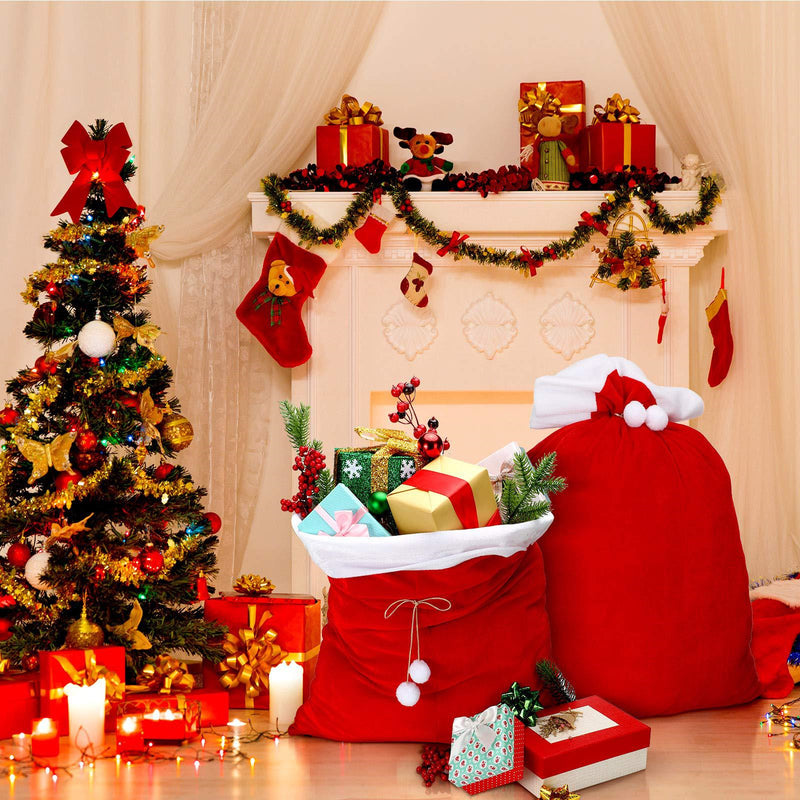 Christmas Large Sack Santa Claus Cosplay Prop Xmas Candy Wrapping Bag for Present