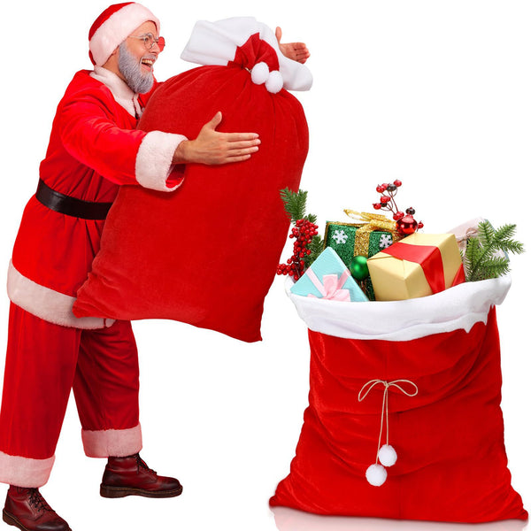 Christmas Large Sack Santa Claus Cosplay Prop Xmas Candy Wrapping Bag for Present