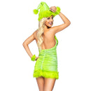 Christmas Party Cosplay Costume Women Sexy Green Dress Hat