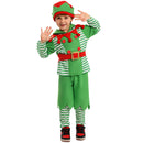 Christmas Party Elf Boys Kids Cosplay Costume Green Striped Outfits - AwwwCos