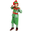 Christmas Party Elf Boys Kids Cosplay Costume Green Striped Outfits - AwwwCos