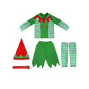 Christmas Party Elf Boys Kids Cosplay Costume Green Striped Outfits - AwwwCos