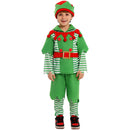 Christmas Party Elf Boys Kids Cosplay Costume Green Striped Outfits - AwwwCos