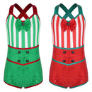 Christmas Red Green Jumpsuit Dance Stage Performance Cosplay Costumes