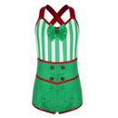 Christmas Red Green Jumpsuit Dance Stage Performance Cosplay Costumes